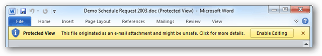 Microsoft Office-geschützte Ansicht