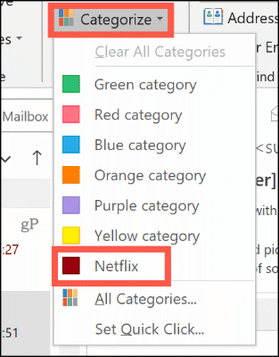 Legen Sie manuell eine Farbkategorie in Outlook fest