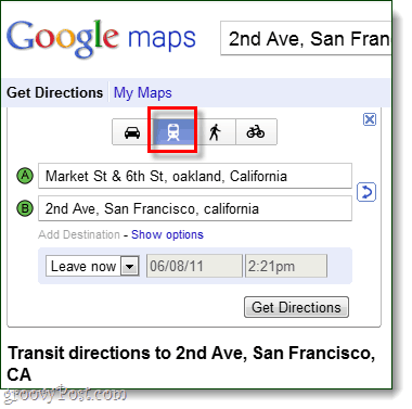 Transitanweisungen in Google Maps