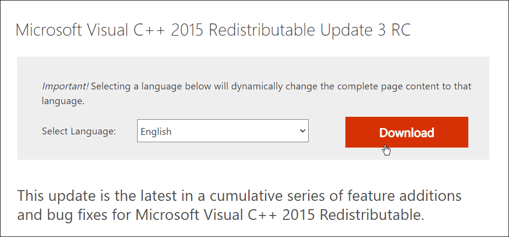 Laden Sie Microsoft Visual C++ Redistributable herunter