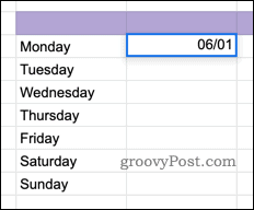 Einfügen eines Datums in Google Sheets