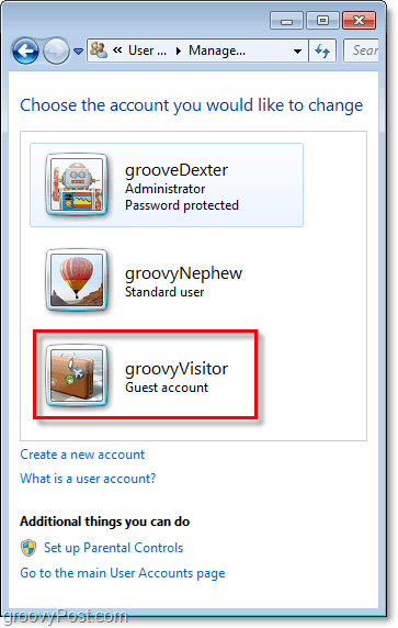 ein geänderter Gastkontoname in Windows 7