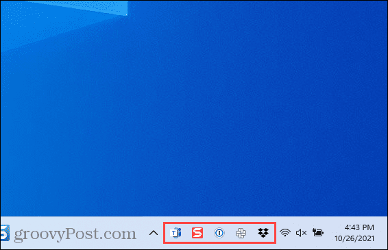 Überlaufsymbole in der Taskleiste in Windows 11