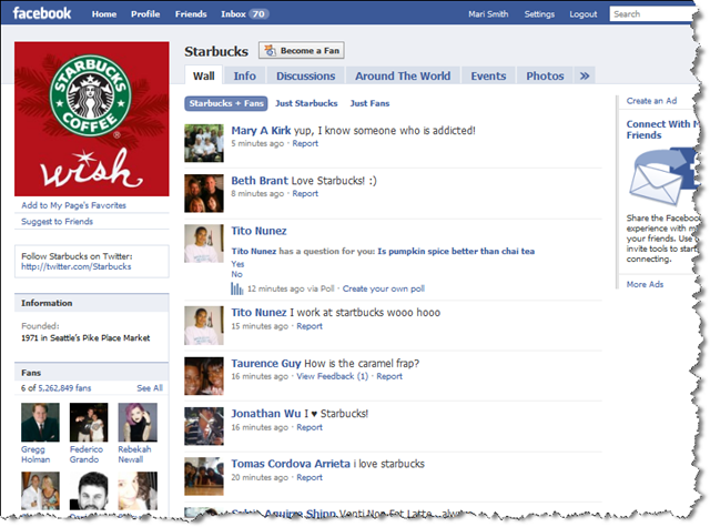 Starbucks auf Facebook