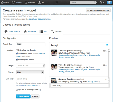 Erstellen Sie ein Twitter-Such-Widget