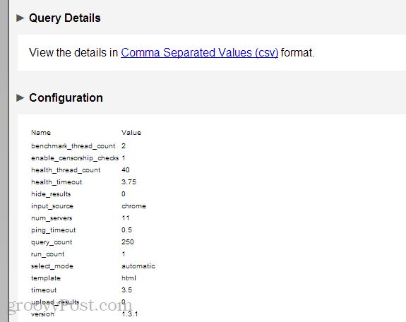 Download DNS Namebench Ergebnisse in CSV für Excel
