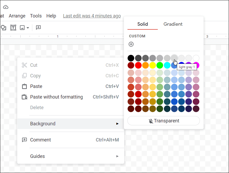 Wählen Sie die Kartenfarbe aus, wie Sie Karten in Google Docs erstellen