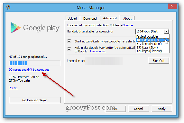 So verwenden Sie den Google Music Scan- und Match-Dienst