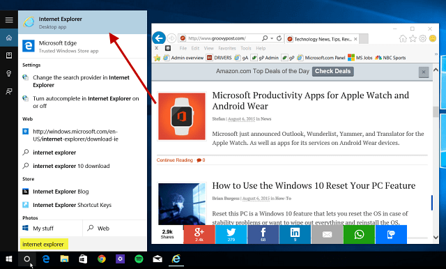 Windows 10-Tipp: Suchen und verwenden Sie den Internet Explorer bei Bedarf