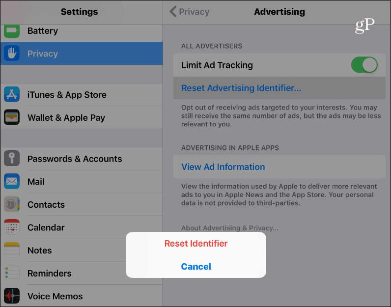 Anzeigen-ID iOS zurücksetzen