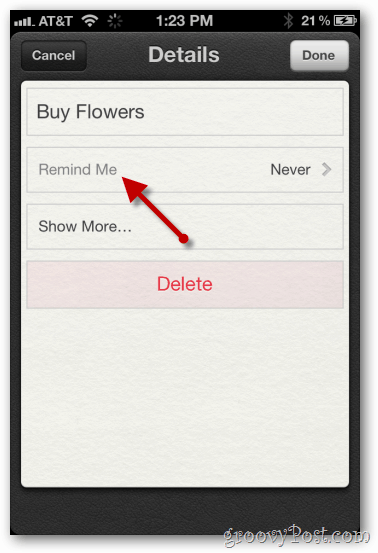 iPhone 4 iOS 5 Erinnerungen erinnern mich Optionen