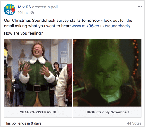 Beispiel für ein Facebook-GIF-Umfrage-Feiertagsthema