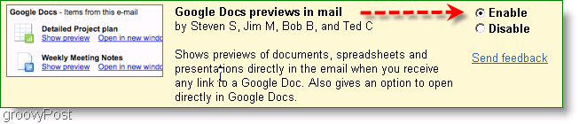 Die Vorschau von Google Docs kann in den Labs-Einstellungen aktiviert werden