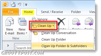 Bereinigen Sie Ihren Ordner oder Ihre Konversationen in Outlook 2010