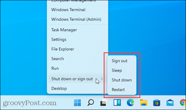 Keine Ruhezustandsoption im Windows + X-Menü in Windows 11