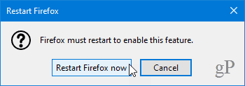 Starten Sie Firefox neu