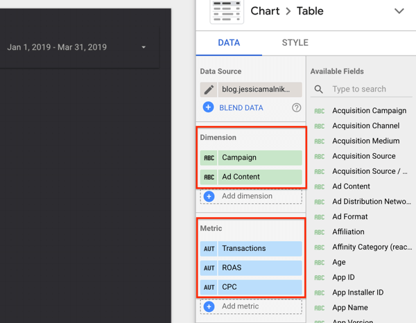 Verwenden Sie Google Data Studio, Schritt 23.