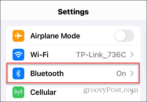 Bluetooth-Option in den iOS-Einstellungen