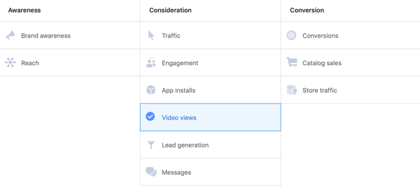 Facebook ThruPlay-Optimierung für Videoanzeigen, Schritt 1.