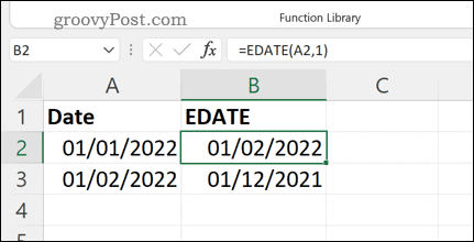 Weitere Beispiele der EDATE-Formel in Excel
