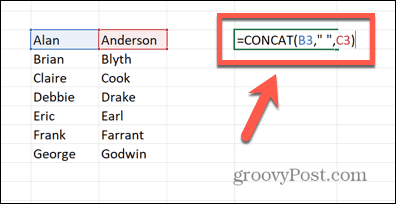 Excel-Concat-Formel