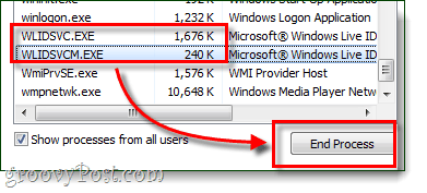 Prozess des Windows Live ID-Anmeldeassistenten beenden