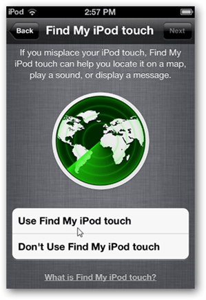 Setup iCloud Find m Ipod Touch
