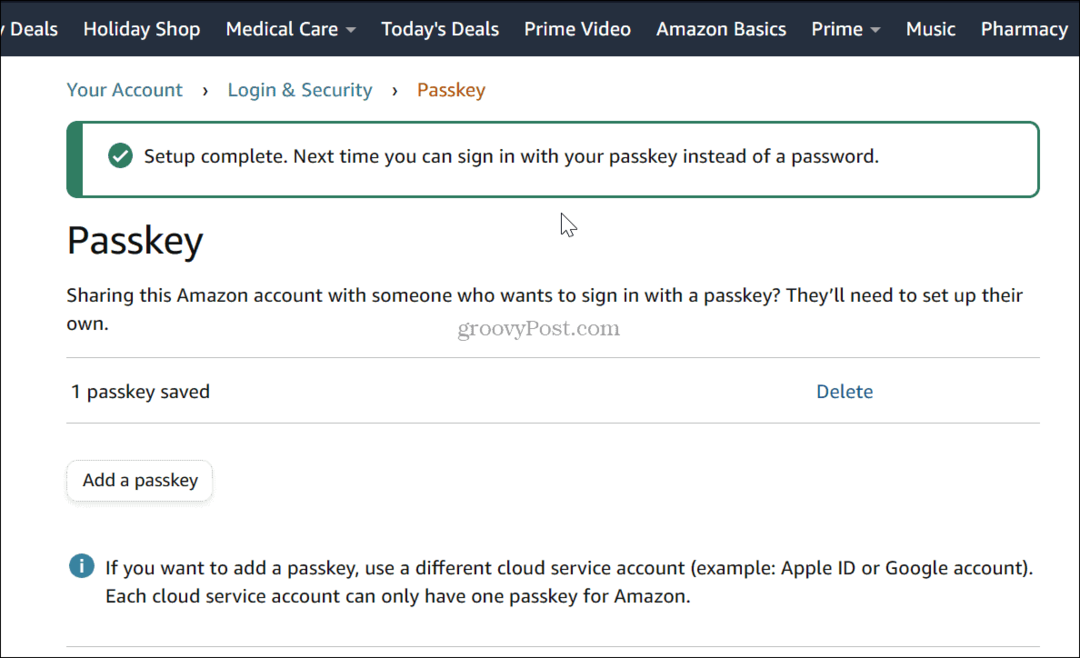 Verifizierung des Amazon-Passkeys