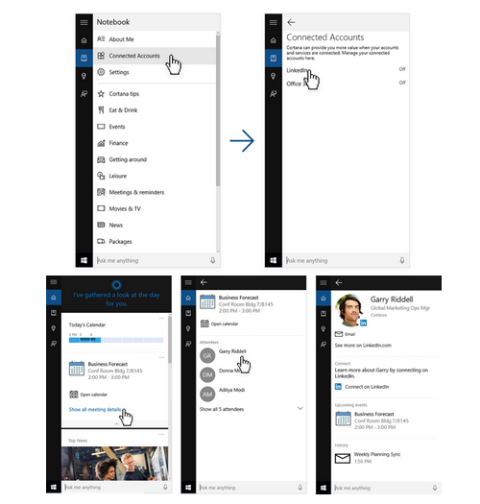 Linkedin Microsoft Cortana Integration