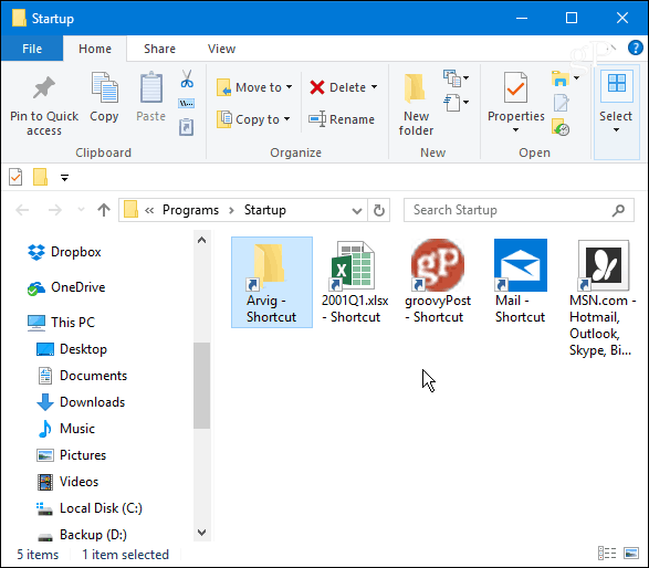 Startordner Windows 10