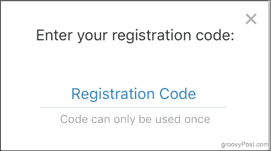 Geben Sie Ihren Registrierungscode ein