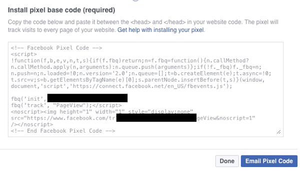 Stellen Sie sicher, dass Sie den Facebook-Pixel-Basiscode auf Ihrer Website installiert haben.