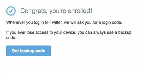 Twitter-Registrierung-Zwei-Schritt-Überprüfung abgeschlossen