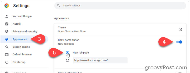 Zeigen Sie die Home-Schaltfläche in Chrome an und lassen Sie die Home-Schaltfläche die Seite „Neuer Tab“ öffnen