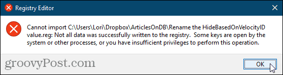 Registrierungsdatei für Windows-Registrierung kann nicht importiert werden