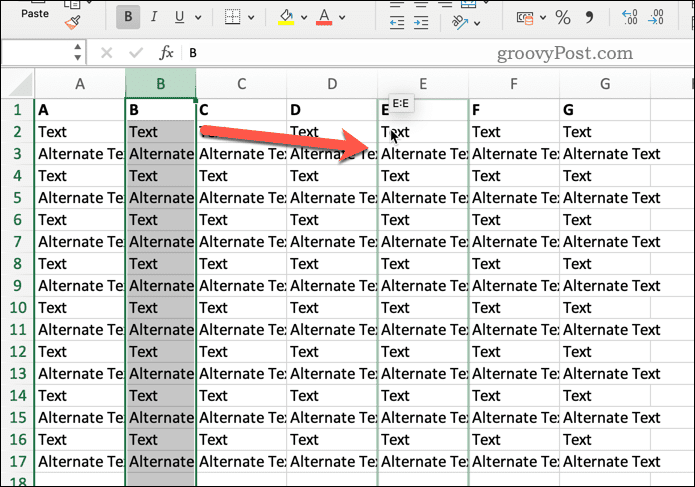 Verschieben einer Spalte in Excel