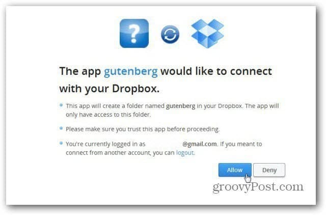 Projekt gutenberg mit Dropbox verbinden