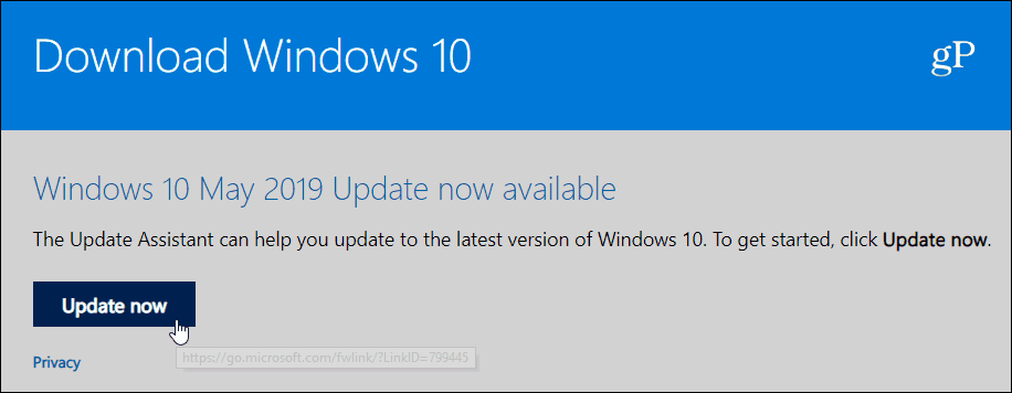 Update Windows 10 1903 Mai 2019 Update