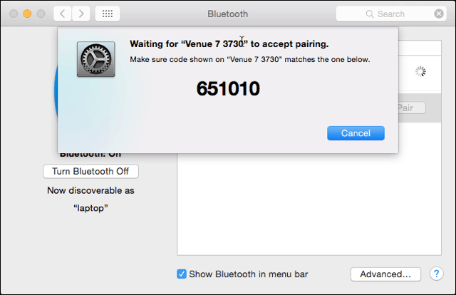 Bluetooth-Pairing auf der Mac-Seite