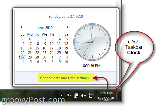 Windows 7 zeigt die Uhr in der Taskleiste an