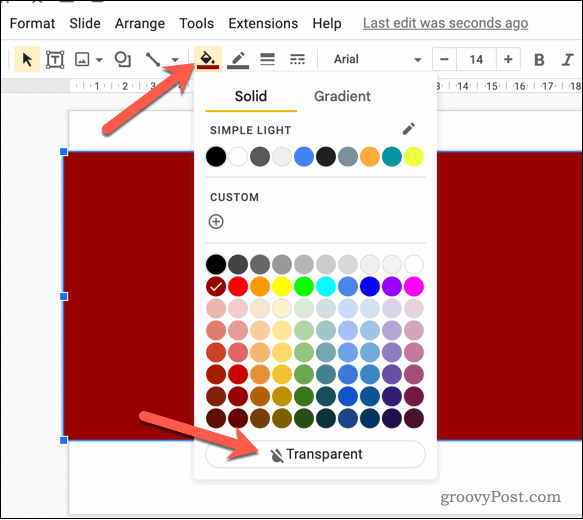 Machen Sie eine Form in Google Slides transparent