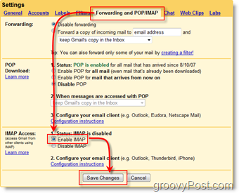 Verwenden Sie Outlook 2007 mit dem GMAIL-Webmail-Konto unter Verwendung von iMAP