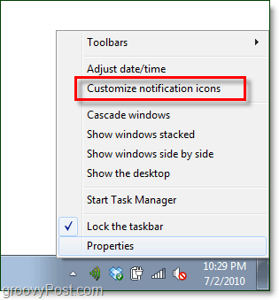 Passen Sie die Windows 7-Taskleistenbenachrichtigungen an