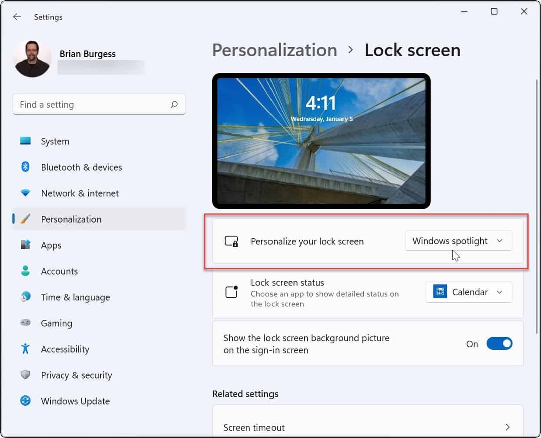 Personalisieren Sie den Sperrbildschirm Windows 11