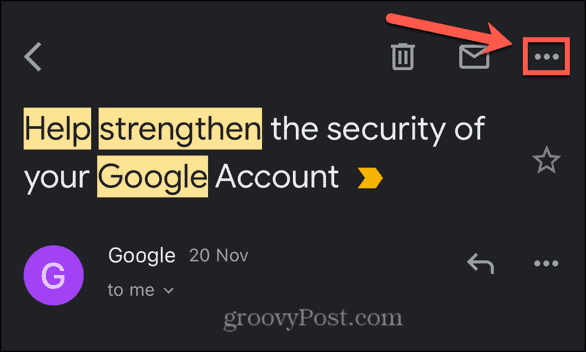 Gmail-Symbol mit drei Punkten