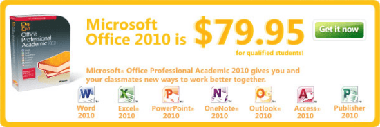 College Student Discount - Office 2010 Educational / Academic Version ab sofort verfügbar