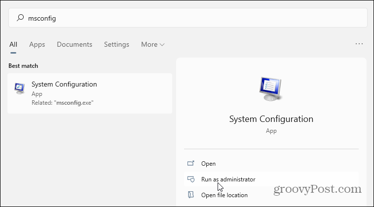 msconfig starte Windows 11