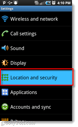 Android-Standort und Sicherheitseinstellungen