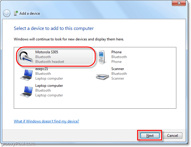 Klicken Sie unter Windows 7 auf Ihr Bluetooth-Gerät. Fügen Sie einen Geräte-Assistenten hinzu, und klicken Sie auf Weiter