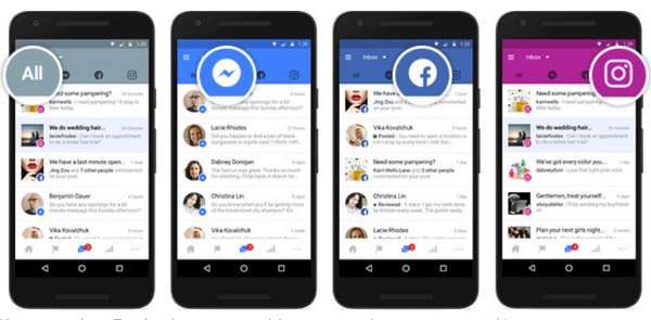 Facebook ermöglichte es Unternehmen, ihre Facebook-, Messenger- und Instagram-Konten in einem Posteingang zu verknüpfen, um die Kommunikation an einem einzigen Ort zu verwalten.